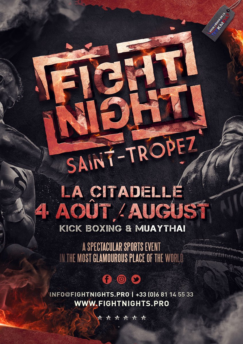 fightnightst's tweet photo. Suivez l'actualité de La Fight Night Saint-Tropez jusqu'au 04 Août 🔜🥊

📰 https://t.co/wU4zPhStOl 
Tickets : https://t.co/4Vdft1QJIv
#fnst18 #fightnight #sttropez #fight #night #sport #combat #fightnightvi #kickboxing #muaythai #event #gala #2k18 #thisissainttropez #cotedazur https://t.co/HpBPnXqXHb