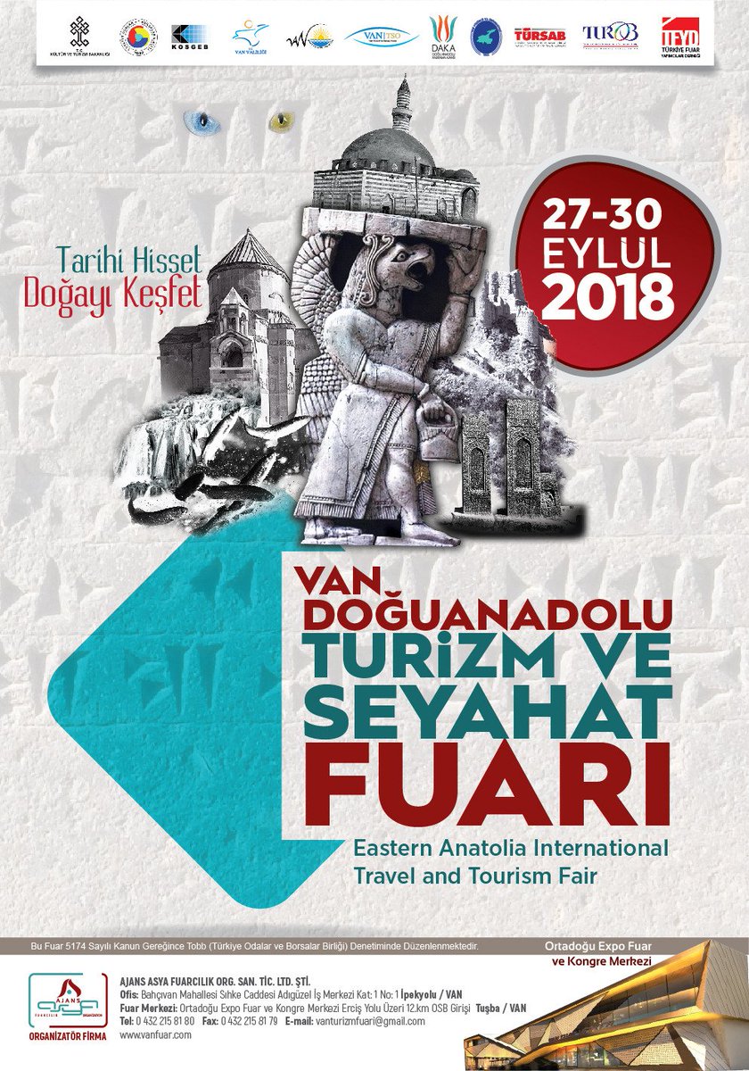 TurismoTurquia's tweet photo. La Feria de Turismo y Viajes de Van &amp; Anatolia del este se celebrará entre el 27 y 30 de septiembre de 2018 en la Expo Feria y Centro de Congresos de Medio Oriente de la ciudad Van.  https://t.co/bu3cXg34AA https://t.co/G5nFA2awbH