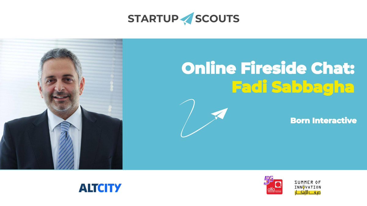 Coming up in 30 minutes! #StartupScouts Fireside Chat with <a href="/fadisabbagha/">fadisabbagha</a> of <a href="/borninteractive/">Born Interactive</a> ... a super-experienced entrepreneur, and a super nice guy! :-) UNLEASH! Your inner entrepreneur! community.pitchworthy.co/t/fireside-q-a… Thx #soi18 and <a href="/AlfaTelecom/">Alfa Telecom</a>!