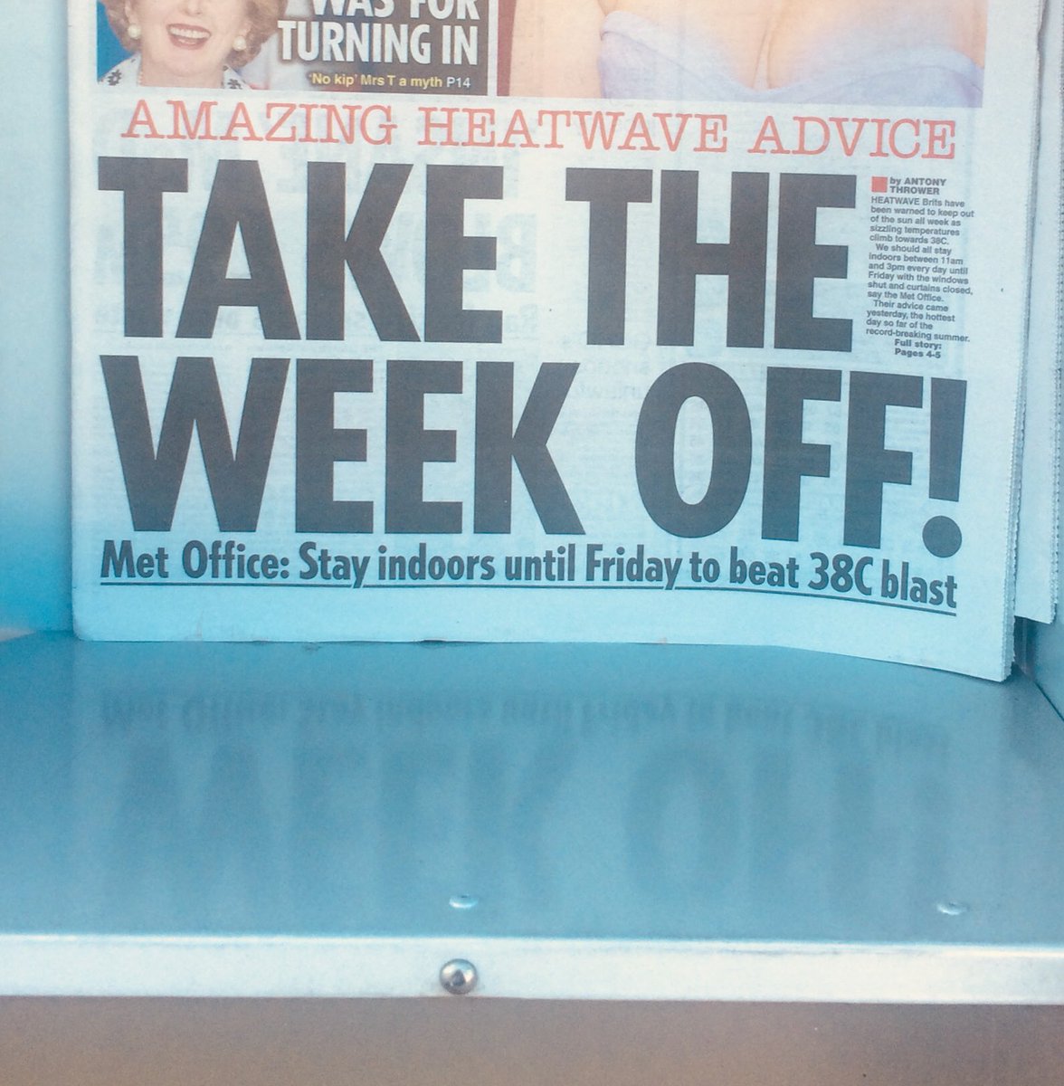 At last a tabloid headline the whole country can unite behind. #Heatwaveuk #heatstrike