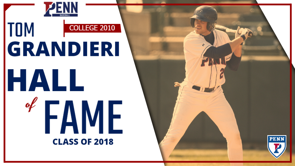 PennBaseball's tweet photo. Welcome To The Hall, Tom Grandieri!

The 2010 Ivy League Player of the Year And Penn's All-Time Leader In Doubles (49) Is The First Of Six Inductees Into The Penn Baseball Hall of Fame Class of 2018! https://t.co/7DQhbqCSRt