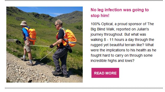 Vision Bridge (@visionbridge_) on Twitter photo I am delighted to share my more personal reflections of the #bigblindwalk thanks to my leading sponsor <a href="/100Optical/">100% Optical</a>
Link to my Q&A with 100% Optical:
bit.ly/2LwmEg8
Link to the full newsletter: emails.100percentoptical.com/q/11mSvBdu3Pt9… I am delighted to share my more personal reflections of the #bigblindwalk thanks to my leading sponsor <a href="/100Optical/">100% Optical</a>
Link to my Q&A with 100% Optical:
bit.ly/2LwmEg8
Link to the full newsletter: emails.100percentoptical.com/q/11mSvBdu3Pt9…