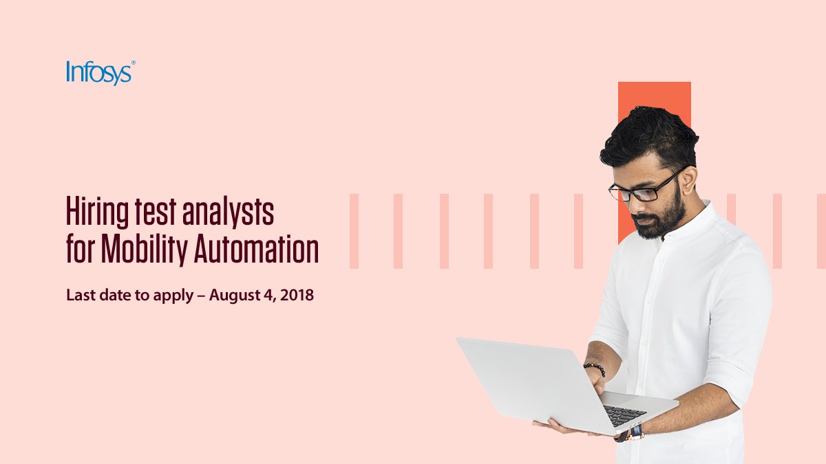 InfosysCareers's tweet image. If you have 3 to 5 years of experience in #MobileAutomationTesting using #Appium, Perfecto, SeeTest and #Selenium, we’re looking to hire you. Apply here - infy.com/2OcPqUA