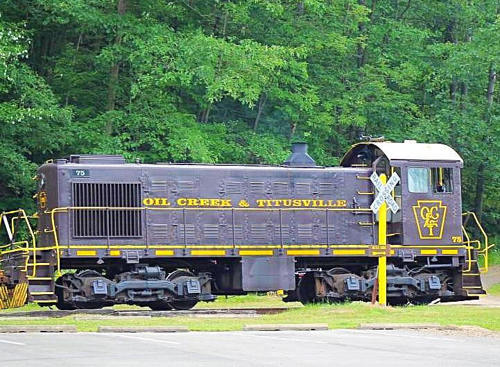 OCandT's tweet photo. Our #75. ALCO S-2 switch engine, built in 1947 by the American Locomotive Company & on lease from the New York & Lake Erie #Railroad. Visit our website https://t.co/70LaCaUMwK for more on our #rollingstock. #octrr #railfan #trains #railway #RailFanClub https://t.co/EpRdcjxjoO