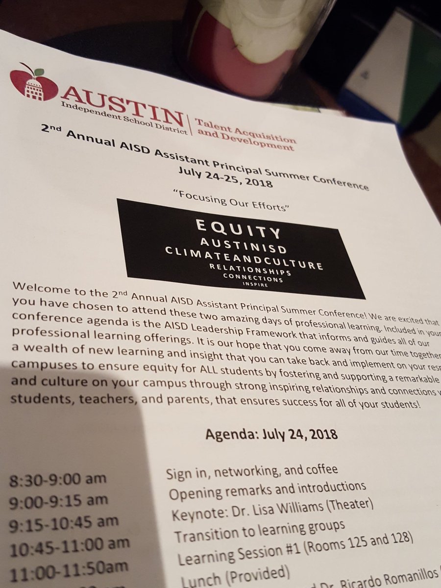 Excited for a day of learning! @AustinISDP3 @AustinISD #TalentAcquisitionandDevelopment #FocusingOurEfforts #Equity @AustinISDEQ