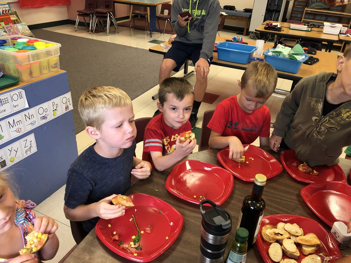 Making Bruschetta with “Chef Howard” Yum!! We used many garden fresh vegetables!@clintoncommscho