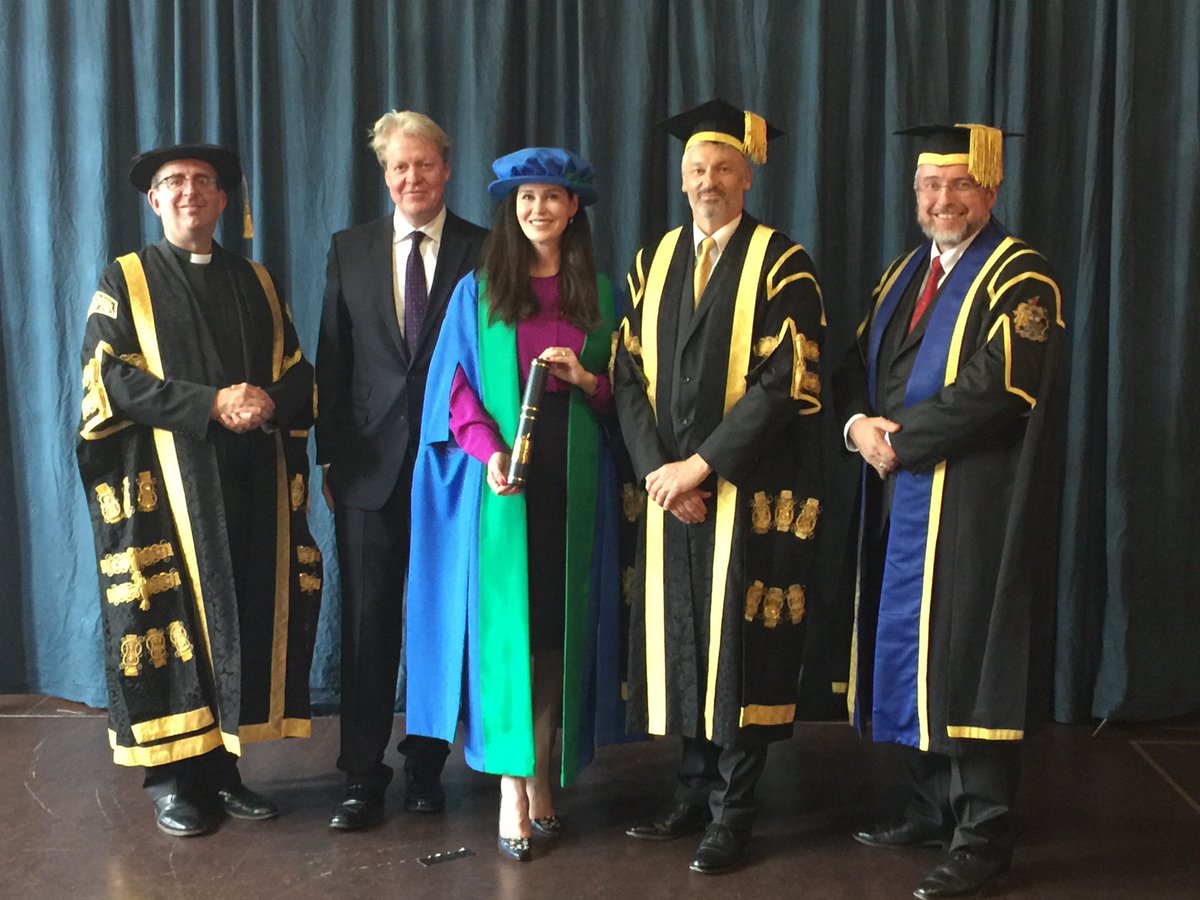 With ⁦@RevRichardColes⁩ (left) and Vice-Chancellor #nickpetford (2nd right) at ⁦@UniNorthants⁩ graduation today as ⁦@KarenSpencerWCI⁩ receives her #honoraryfellowship for her work with ⁦@WeAreWholeChild⁩