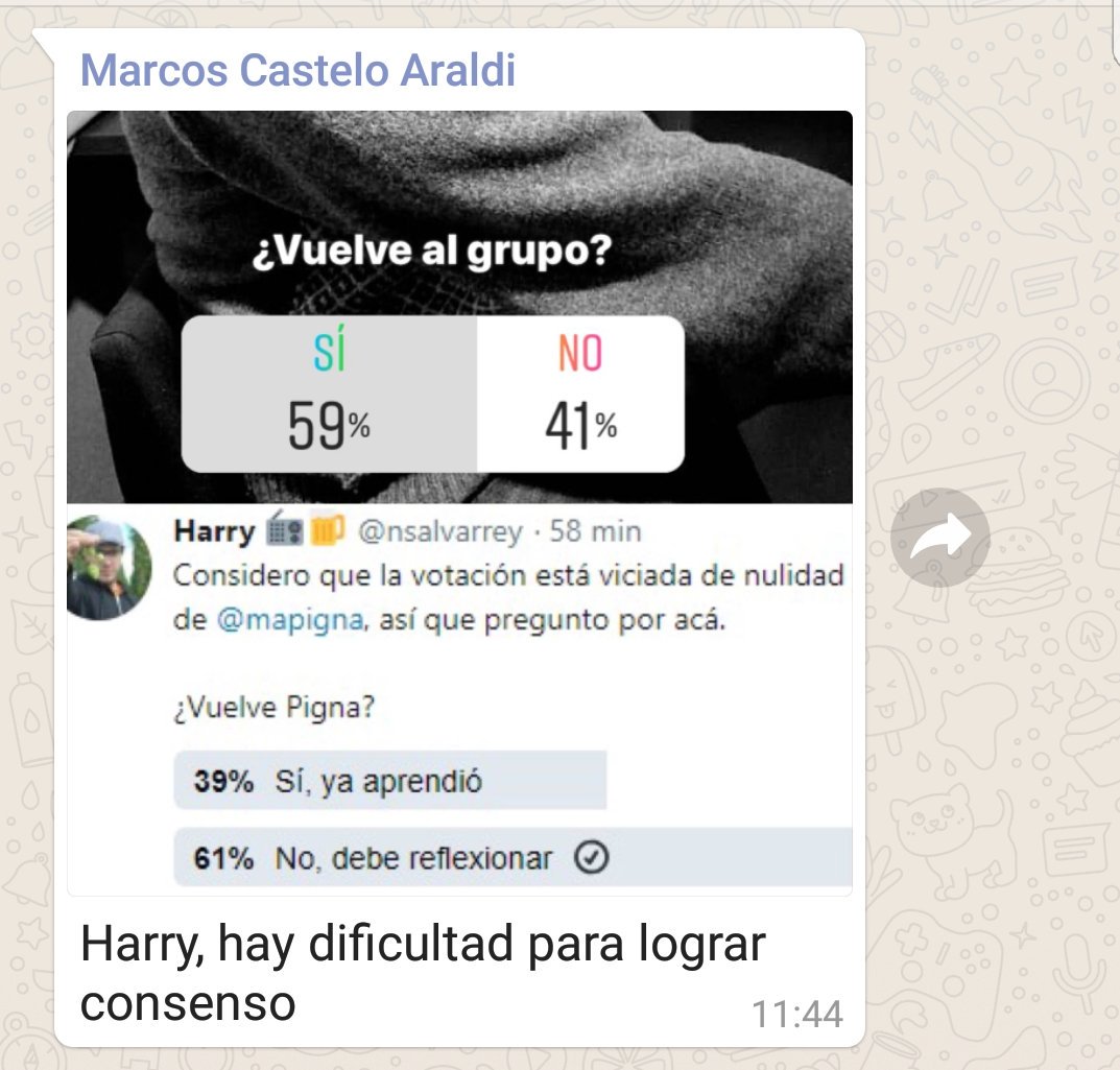 nsalvarrey's tweet photo. Instagram vota #PignaSí. Twitter vota #PignaNo. Esto va a tener que decidirse en la mesa chica.
#NoticieroAlternativo https://t.co/L97u02aZlY