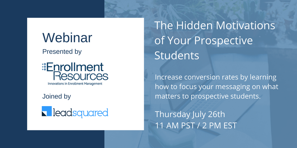 LeadSquared's tweet photo. Want to know the hidden motivation of prospective students and how that insight can lead to more #enrollments at school? Register for the #webinar where Shane Sparks &amp; Gregg Meiklejohn from @more_students along with @nullesh, CEO @leadsquared reveal it: https://t.co/hhokrBCbNq https://t.co/sQeAs335Av