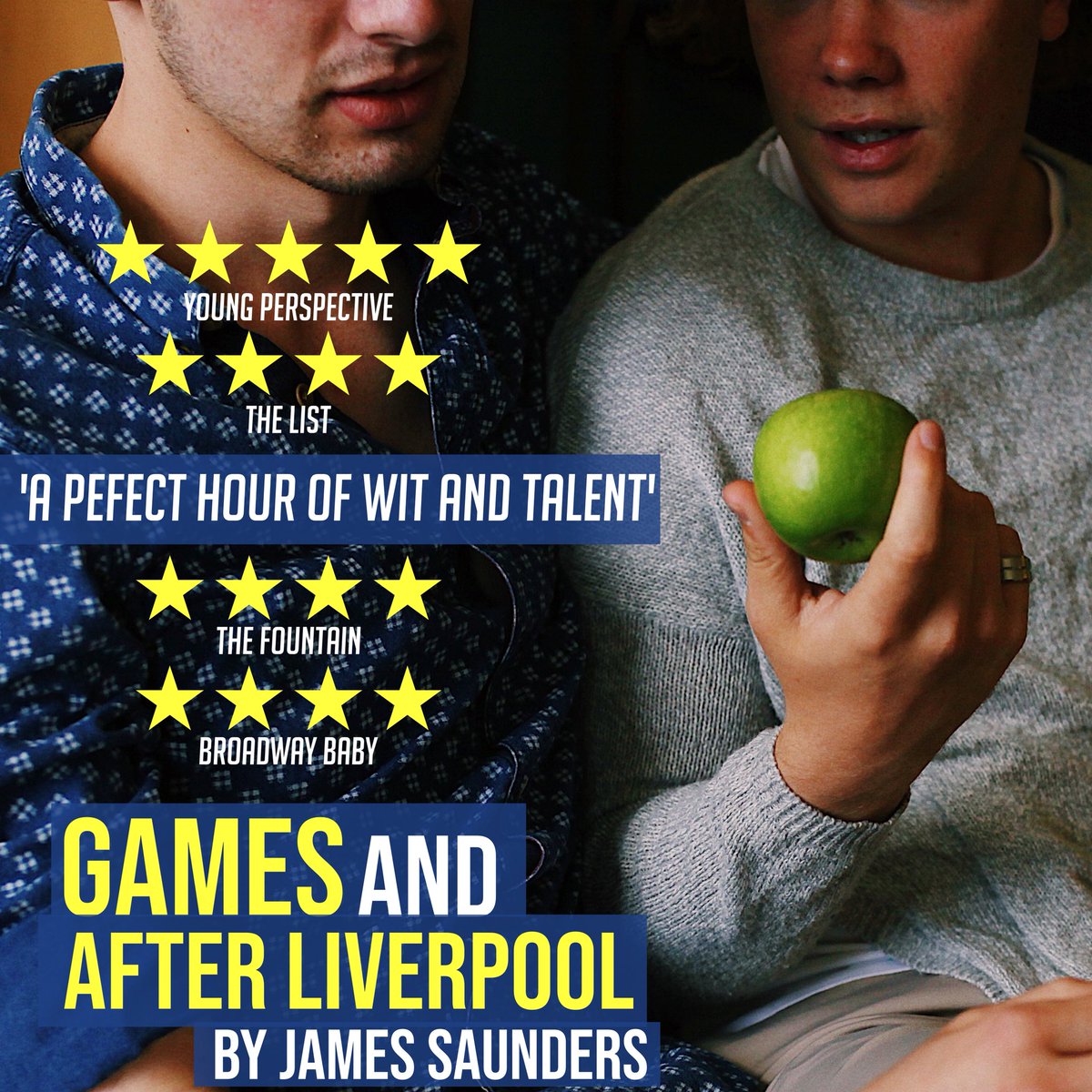 COMPETITION TIME!! WIN X2 FREE tickets to our show at the <a href="/TristanBates/">TristanBates</a> tomorrow  (25th July) ... all you have to do is LIKE + RETWEET this post to be in with a chance of winning!!
Games And After Liverpool, Tristan Bates 6:15pm - 24th 28th July... 🌟🌟🌟🌟🌟 - Young Perspective