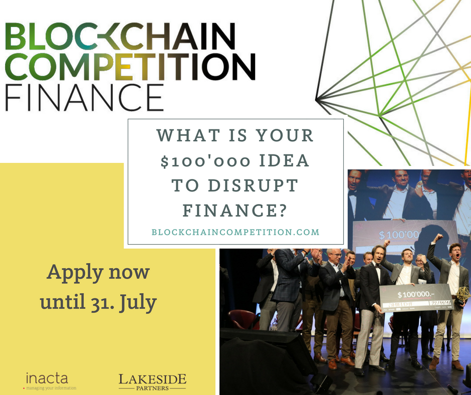 Interesting opportunity for #blockchain startups in our ecosystem: Apply now for @blockchain_comp and get the chance to win 100'000 USD! Application deadline is July 31st. #BlockComp #BCC4F #FinTech #ApplyNow