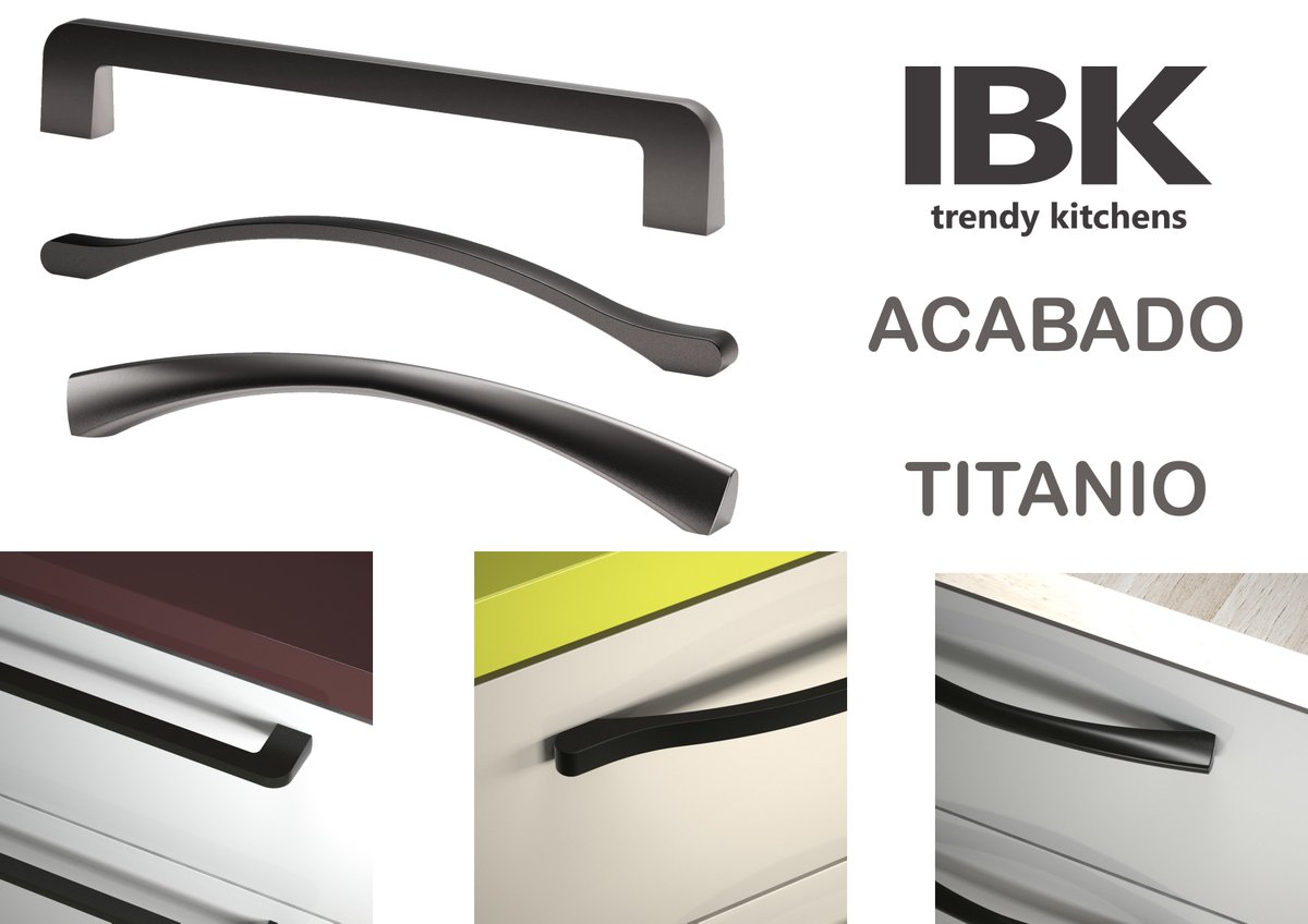 iberkitchens's tweet photo. Nuevos tiempos, nuevos diseños, incorporamos la nueva
colección de tiradores  ACABADO TITANIO,
elegancia y sencillez todo en uno. #IBK #cocinas #hogar #decoracion https://t.co/PFXGGtzwa2