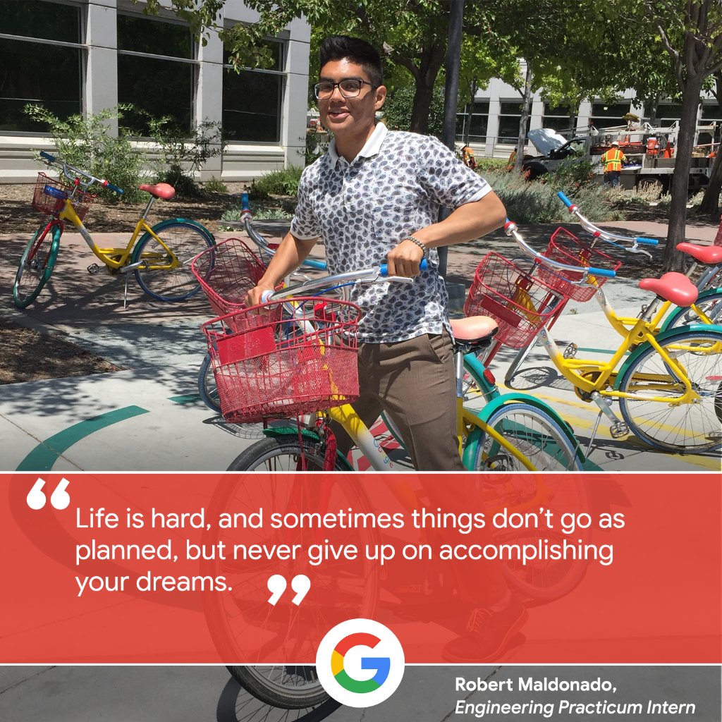 googlestudents's tweet photo. To gear up for #NationalInternDay this Thursday, today's #MPTG is all about one of our Engineering Practicum Interns, Robert Maldonado 🙌. Read on to hear about Robert's four tips for any aspiring #Googler ➡️https://t.co/LtSjPcfAsA https://t.co/cROUzFMaLd