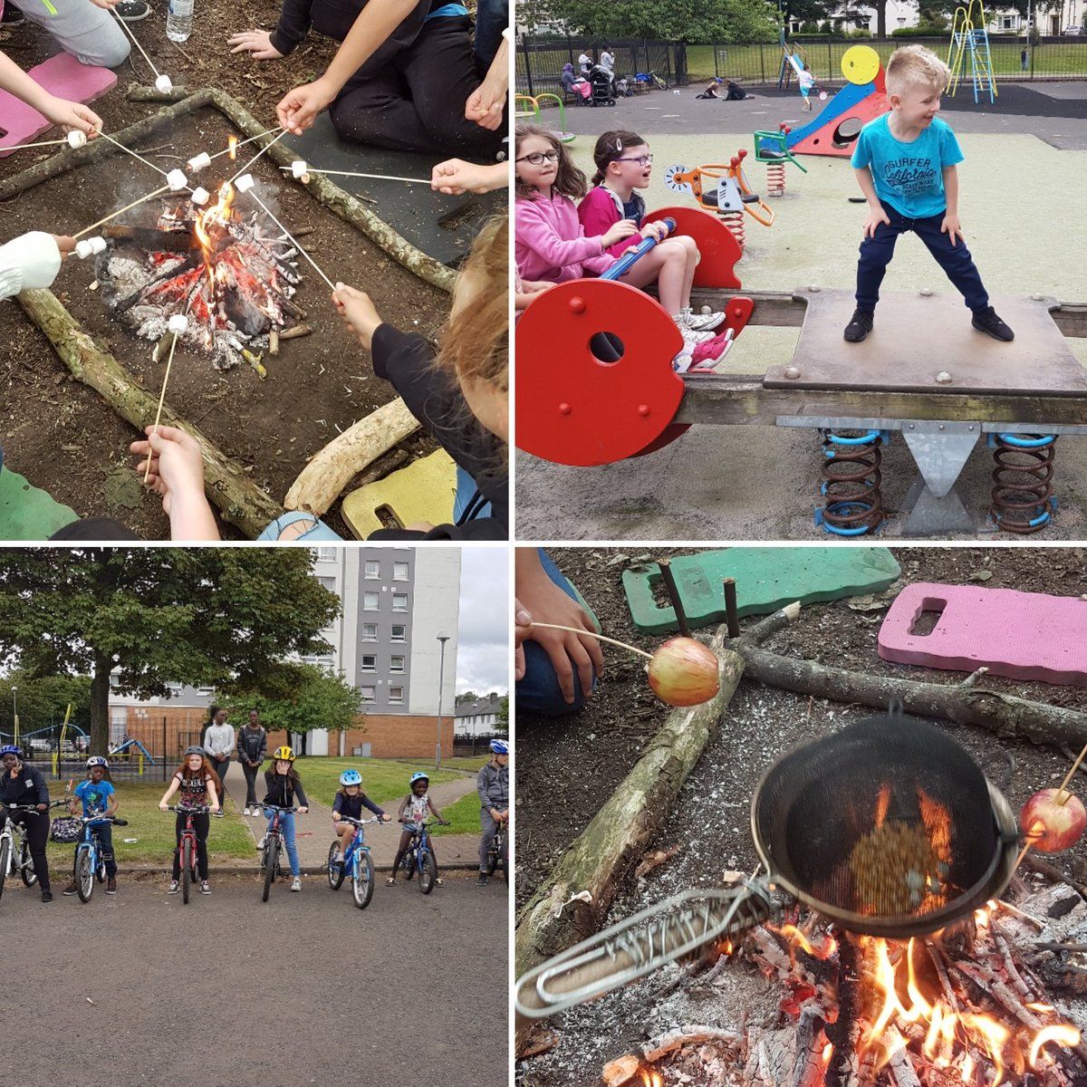 LINKESGLA's tweet photo. Brilliant day today starting fires, melting marshmallows with @TCVScotland and riding bikes with @drcet. #linkessummer2018 @BBCCiN @VAF_Gla_Connect #HoFoP https://t.co/nJl4Fi7sqY