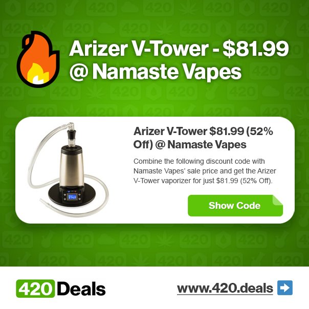 420DealsGlobal's tweet photo. Get Deal ➡️ https://t.co/i1YWIOHDdj
#Arizer #VTower #ArizerVTower #VTowerVaporizer #VapingCommunity #Vaporizer #Vape #NamasteVapes #420Deals #420Deal https://t.co/t7cBKzfqkQ