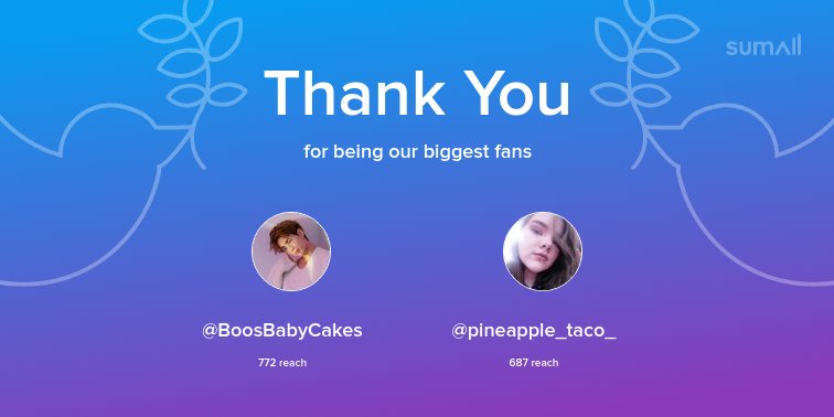 sammyandcolby's tweet photo. Our biggest fans this week: @BoosBabyCakes, @pineapple_taco_. Thank you! via https://t.co/Vv0YgSXT4F https://t.co/sF8rY1DT8X