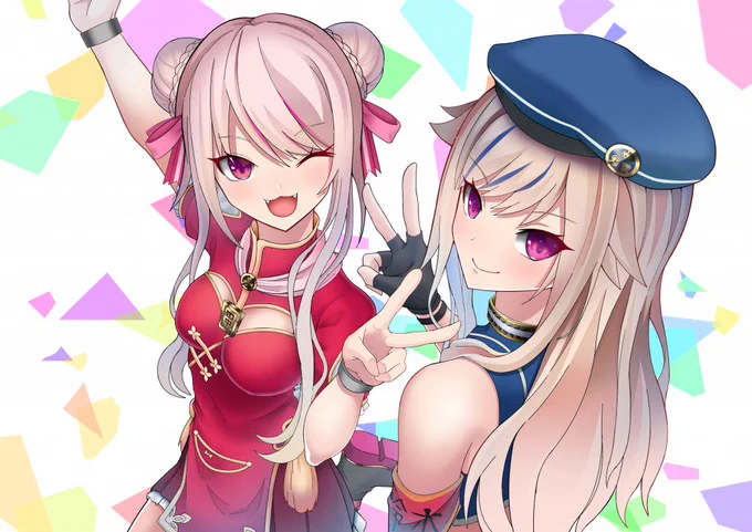 田中ヒメちゃんと鈴木ヒナちゃん勝手ながらに描かせてもらいました二人にはいつも元気を分けてもらっております#田中ヒメ  #鈴木ヒナ  #ヒメヒナアート 