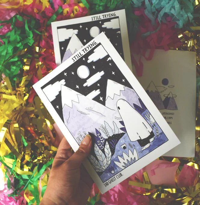Our latest zine - Still Trying - contains a wide variety of full colour comics depicting a whole host of ghostie experiences and stories <3 24 pages, printed on 100% recycled paper <3 - https://t.co/mkbwOfdVAN 