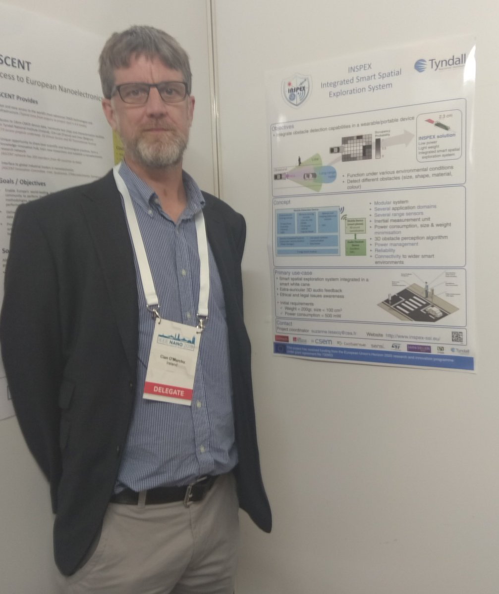 inspex_ssi's tweet photo. @TyndallInstitut is at @IEEENano18 to present #inspex latest results on the next generation of #smart white cane. We are making autonomous walking safe for #VIB people. https://t.co/IVCJg64Ucs