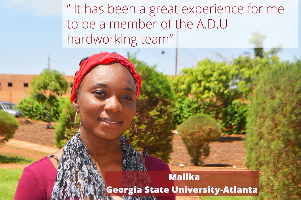 ADULeads's tweet photo. Des stagiaires nous viennent du monde entier. Malika, nous vient de Georgia State University. Elle a décidé d’intégrer l’équipe de A.D.U en tant que stagiaire pour faire partie de cette aventure humaine qui compte transformer positivement l'#Afrique.
#INTERNSHIP2018
#ILIMI
#ADU https://t.co/6Wnxr0nkbU