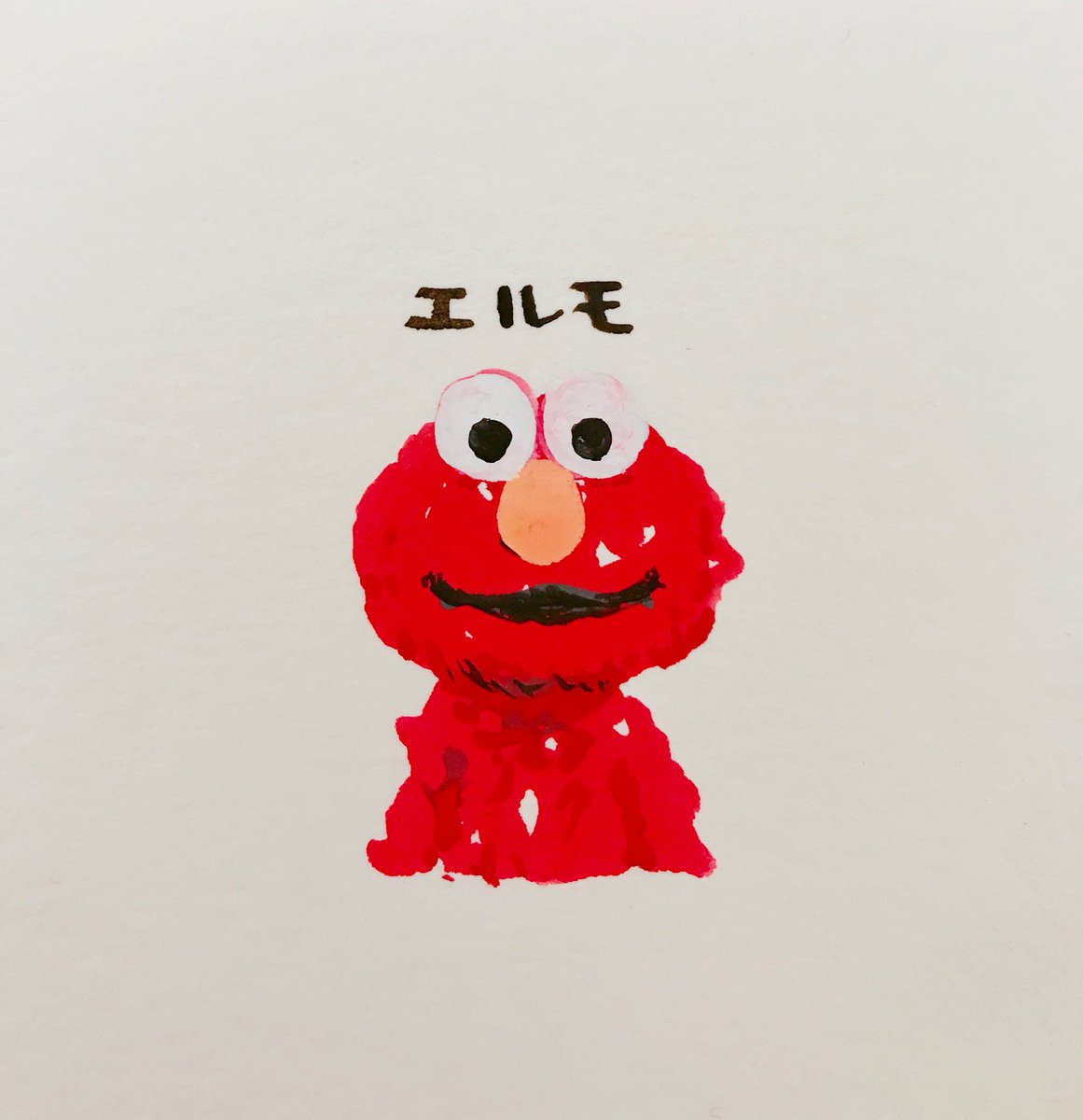赤い絵の具を出したので紙の端っこに赤くて可愛い子を描いてみた ポスターカラー 羽海野 チカのイラスト