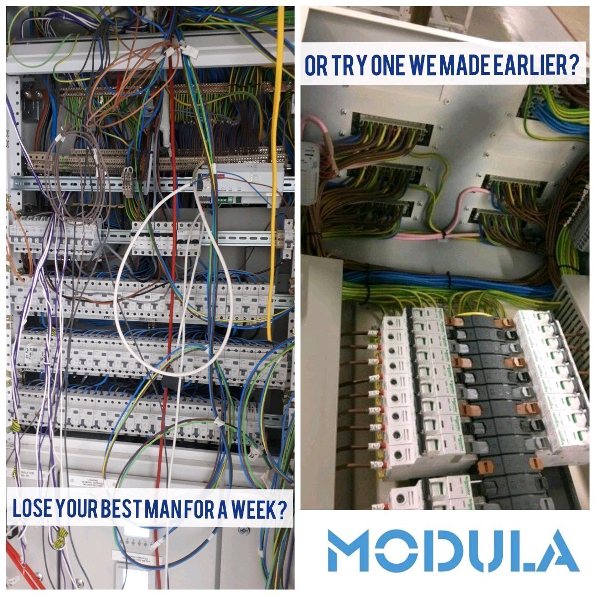 Modula_Electric's tweet image. Calling all Electrical Contractors / Installers: Would you rather lose a valuable resource at a panel for a week (or longer)? Or - Let us design and build your panel as part of a wider modular installation

#ModularWiring #ConnectionsWithoutCompromise #ElectricalWiring