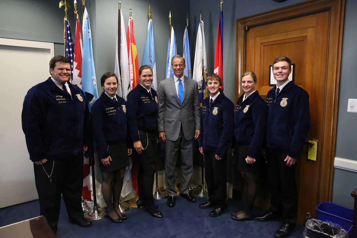 Great meeting with S.D. members of <a href="/NationalFFA/">National FFA</a> this morning. These students are passionate about the FFA program and agriculture, and I'm grateful they are our state's future leaders.