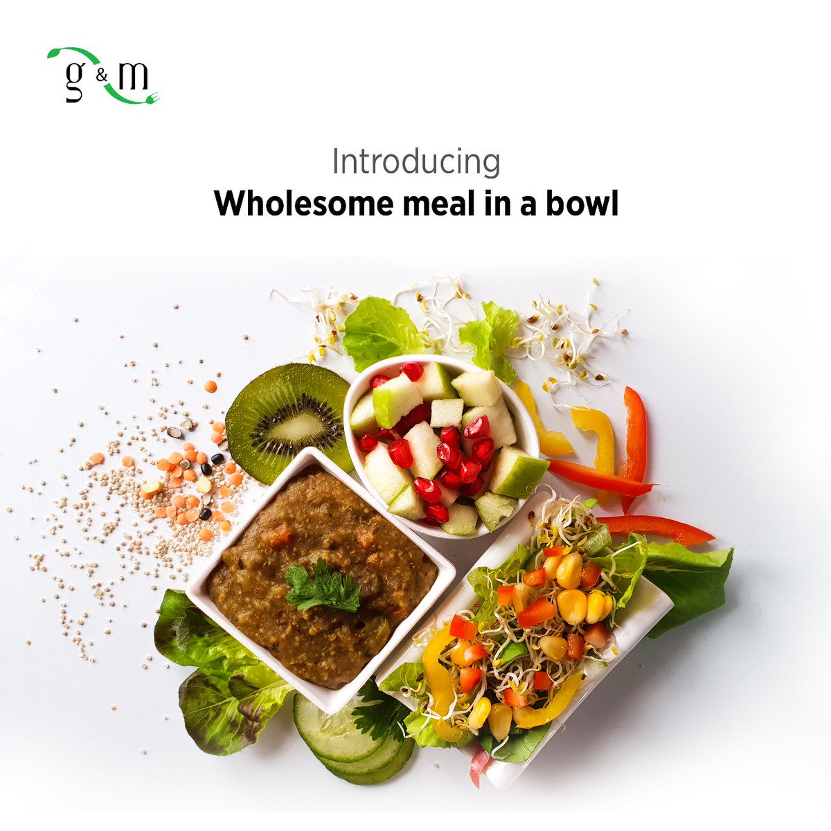 Greensandmore's tweet photo. Today's combo meal consists - all grain mix gluten free khichdi, alfalfa and lettuce salad along with Green apple and pomegranate as fruits

#eatright 
#EatWellForLess 
#Eatlocal https://t.co/JRYRcNhMm0