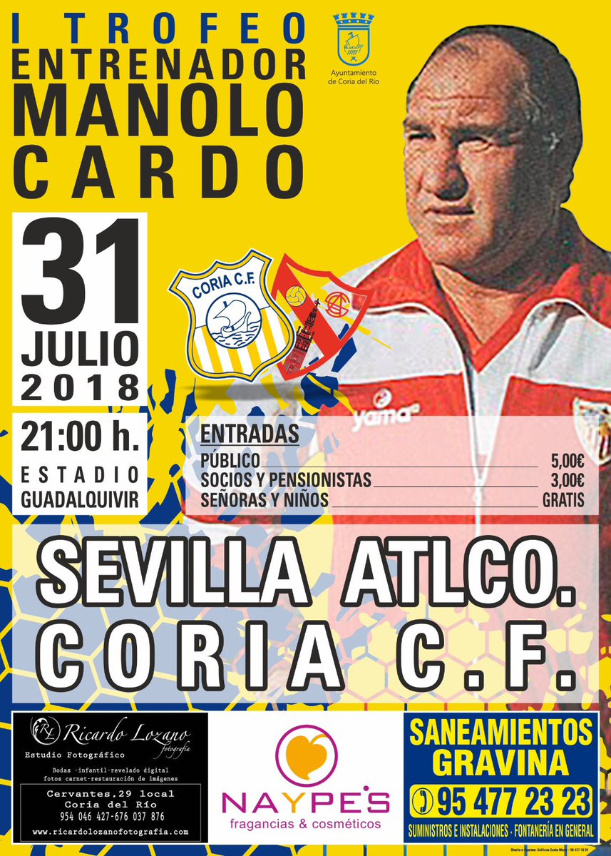 I Trofeo Manolo Cardo: día 31 de julio a las 21:00 en el Estadio Guadalquivir. #CoriaCF - <a href="/CanteraSFC/">Sevilla Atlético y Cantera Sevilla FC</a>