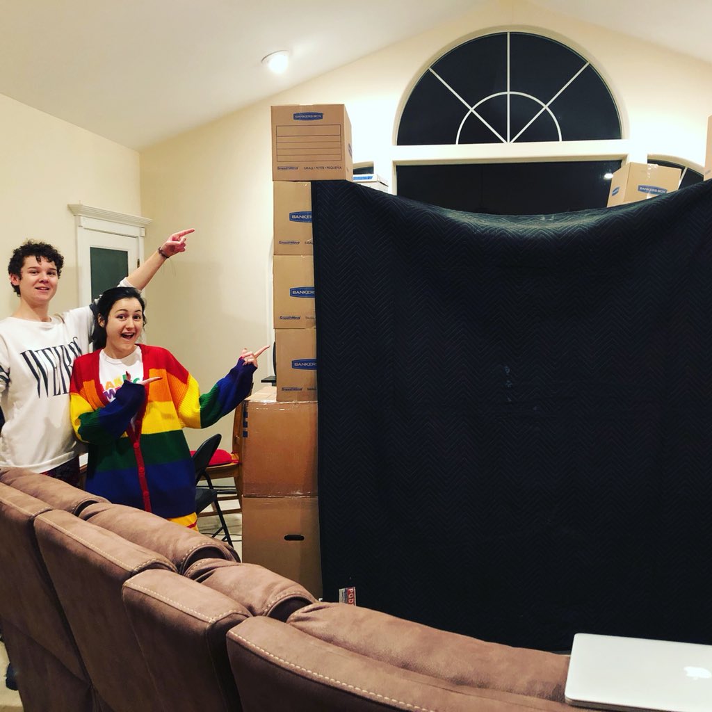 __TrueNightmare's tweet photo. Check out our awesome box fort - I mean... Our audio studio! Time to record! #VideoGames #Horror #TrueNightmare https://t.co/U73k2UoL8H