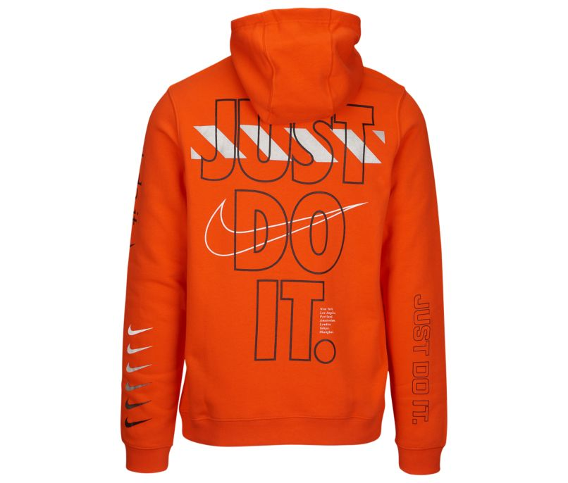 orange nike just do it sweatshirt