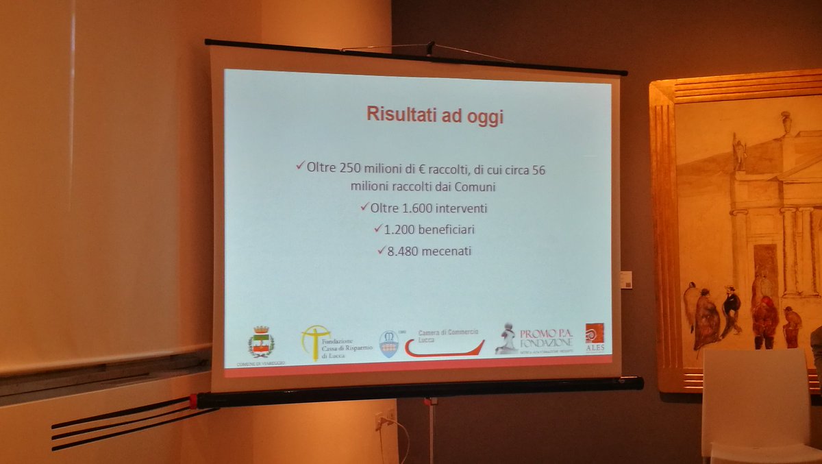 "Uno dei principi di #ArtBonus è la trasparenza. Sul sito artbonus.gov.it si trovano i dati relativi a tutti gli interventi e alle relative raccolte fondi. Ad oggi sono stati raccolti oltre 250 milioni di euro, con oltre 8mila #mecenati".

<a href="/CarolinaBotti2/">Carolina Botti</a> a #Viareggio
