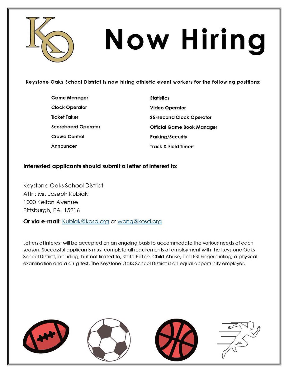KOGoldenEagles's tweet image. We are #hiring athletic event workers for several game-day positions. More details at kosd.org/EmploymentOppo…