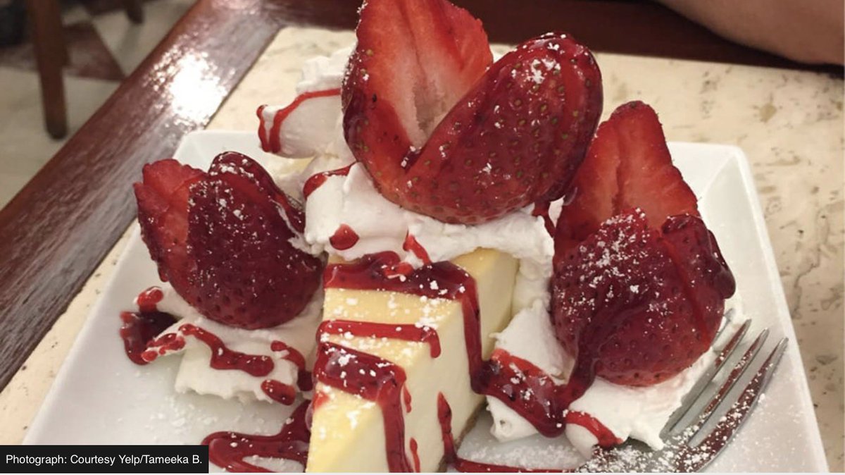 FERRARABAKERY's tweet photo. "...the cheesecake slice at this Little Italy icon strikes the requisite balance of sour and sweet..." Thank you @TimeOutNewYork  for featuring us as one of the top 10 cheesecakes in NYC! Photo credit to Tameeka B, courtesy from Yelp. Read more at https://t.co/AmBjGO5iM2 https://t.co/RlUhGNmoQv