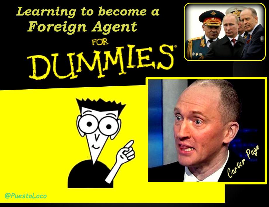 AllThingzTRUMP's tweet image. The new Carter Page book: &quot;Learning to Become a Foreign Agent for Dummies&quot; 
#CarterPage #FISAwarrant #Traitor #Treason