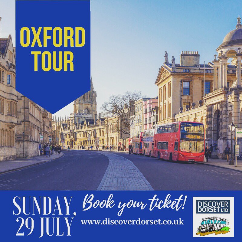 Would you like to go to Oxford? Join us this Sunday 29th July and enjoy an amazing day tour with Discover Dorset. Book your ticket:
discoverdorset.co.uk/oxford-tour/