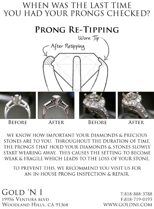 GoldNIJewelers's tweet photo. Make sure to get your tips checked regularly before you lose one of your stones!
Our Website: https://t.co/2DEn7Ah1A4
#GoldNIJewelers #WoodlandHills #JewelryStore #Jewelry #CustomJewelry #JewelryRepairService #JewelryEngraver #WatchRepairService https://t.co/uLJ94k4m6B