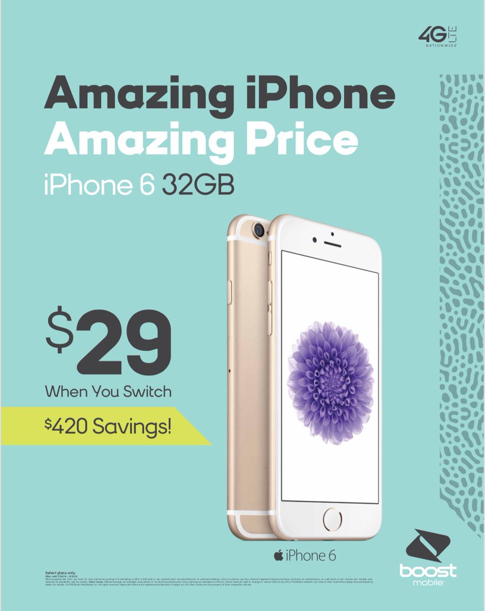 #BoostNation #BoostMobile SAVE BIG THIS SUMMER! iPhone 6 for ONLY $29.99 when you switch to Boost! Please visit us at 3535 N. Western Ave in Chicago. (773) 469-2743 <a href="/uhm_juna/">Juna Uhm</a> @GoJoeDubbsSPG <a href="/SPG_Tonya/">Tonya Lewis</a> @shawnlalani1 @Dk1team1dream <a href="/Eric_K_Wong/">Eric K. Wong</a> @JayMiglionico
