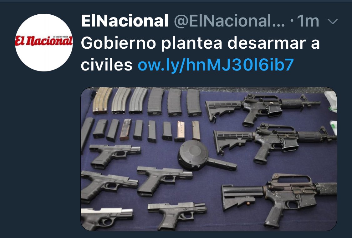 VinicioSenador's tweet photo. Desarmados los hombres de bien que tienen armas legales . Y los delincuentes? Pésima estrategia ! https://t.co/1zYyOMkzJp