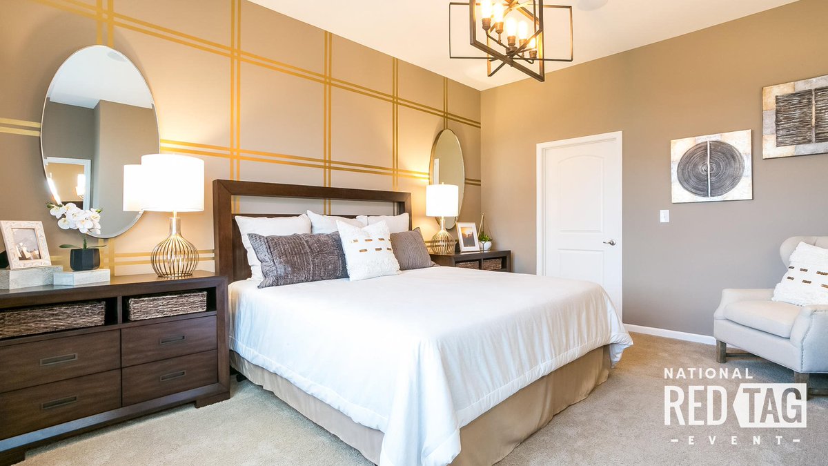 DRHorton's tweet photo. Gold accents bring a pop of sophistication to this Chicago bedroom! Find yours during the National Red Tag Event! https://t.co/Aj7eMiwVA8 https://t.co/1VWRk7H4Qd