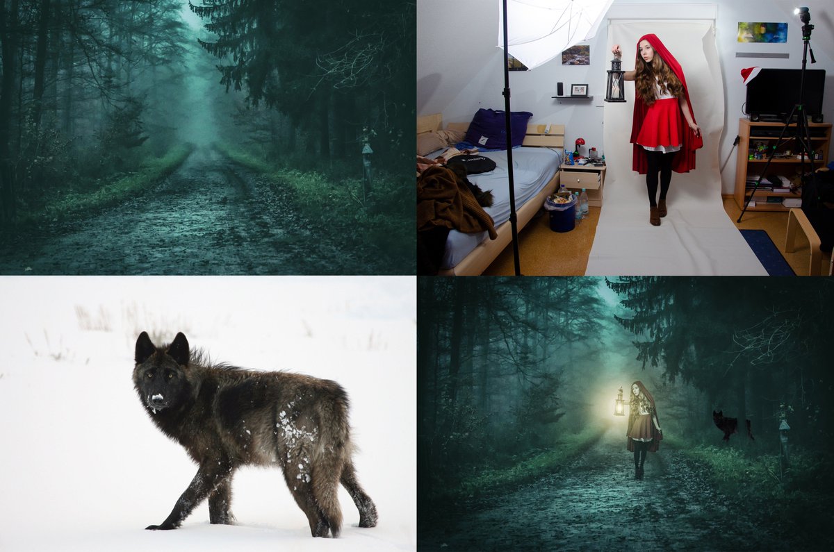 Im Rahmen meines Studiums musste ich ein Composing aus 3 Fotos erstellen. Das gegebene Thema war: Märchen.
Die Einzelfotos sind: der Wald, Rotkäppchen und der Wolf.
Von der Idee bis zur Umsetzung: beckerworks.de/composing
#photoshop #photography #sms @THMtweets <a href="/THM_TRMD/">Studiengang trmd</a>