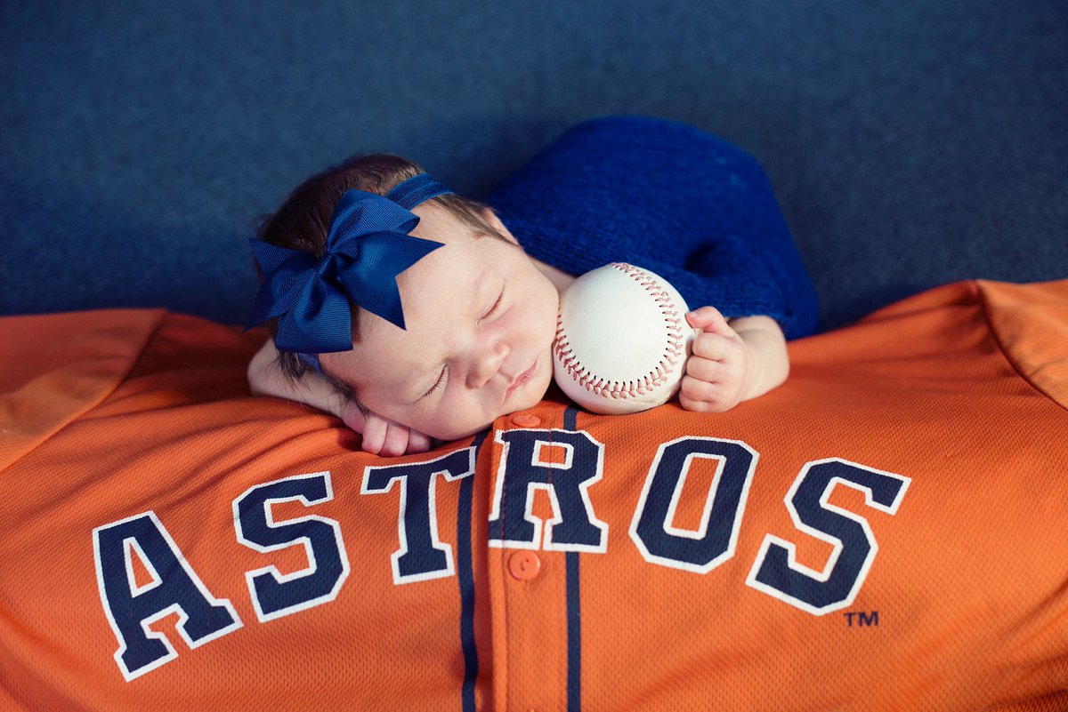 DEGDanielle's tweet photo. Our sweet Ella was born on October 30 and made it home just in time to see our Astros win the World Series. She recently enjoyed her first Astros game at Minute Maid and will continue to go every year to cheer on our Stros! She is the #UltimateSWFanLA https://t.co/tjJllgpJr2