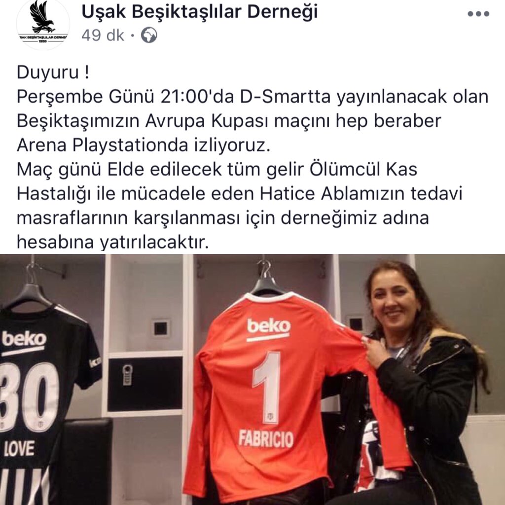 Perşembe günü hep beraber Arena Maç Salonundayız. Elde edilen tüm gelir Hatice ablamızın tedavi masraflarının karşılanması için derneğimiz adına hesabına yatırılacaktır.