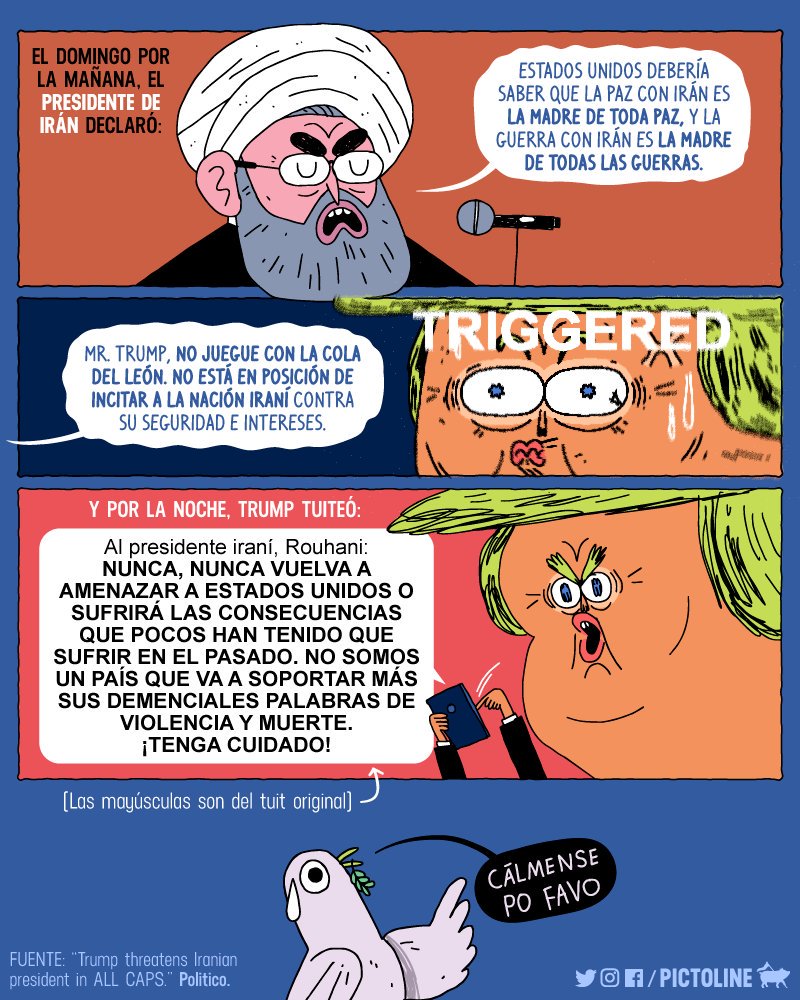 paveldecampsv's tweet photo. #ElPoderDeUnTweet
¿Qué está pasando entre Estados Unidos e Irán? 🇺🇸🇮🇷 
Política se transforma y adquiere nuevas formas de comunicar. Hoy en día podemos ver como tan sólo un tweet revolucionaria hasta provocar el inicio de una potencial guerra. @HispaniTec @SIN24Horas https://t.co/Qnc0W8juvJ