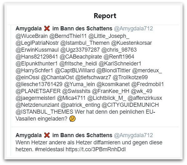 CITYGUIDEMUNICH's tweet photo. #JustForTheRecord #FürsProtokoll @Twitteersupport @TwitterDe
So sieht #OrganisierteHetze aus. Seit Monaten die gleiche rechte agressive #Hetzerbande, die harmlose User belästigt. Blockt, gleichzeitig #Zwangsverlinkt und mit #Hetztweets, die niemand haben will, zuspammt. https://t.co/i5RRl3lhQd