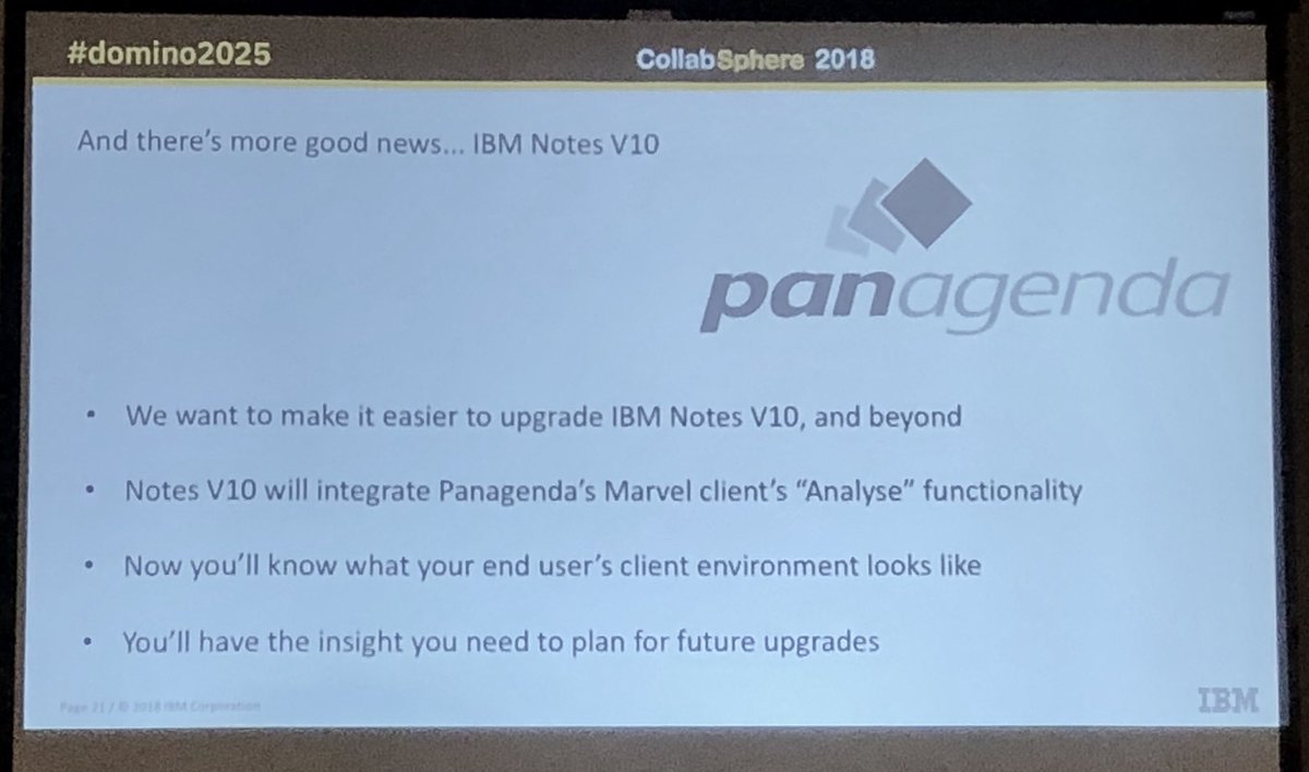 panagenda's tweet photo. Breaking news from @CollabSphere : thrilled to echo @HCL_CollabDev and @Ibm ‘s announcement of MarvelClient being integrated into every Notes 10 client and server! https://t.co/IHquntpeJy