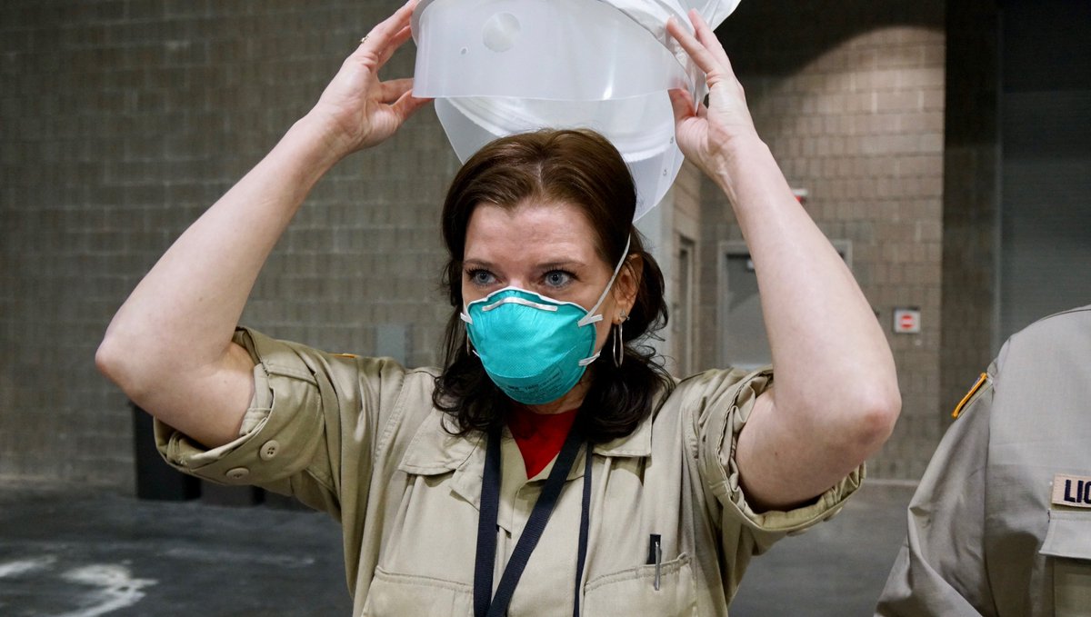 ASPRgov's tweet photo. In the event of an infectious disease outbreak, a properly fitted respirator could save a responder’s life.  Today, NDMS responders are getting their annual training to ensure they are ready to #SaveLives. #NDMS2018 https://t.co/GNLZdL2hjW