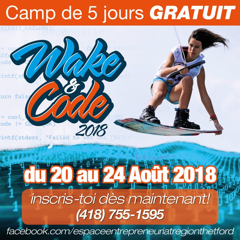 E2RT lance un projet pilote cet été à Thetford. Le projet s'intitule Wake &amp; Code.
#codecanada #coding #code #hack #learning #Entrepreneurship regionthetford.com/fr/actualites/…
