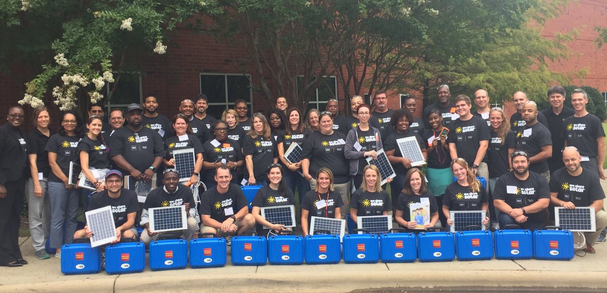 We kick off our #SolarSuitcase initiative today in #Charlotte with a hands-on two-day training w/ @CharMeckSchools teachers & @WellsFargo #volunteers. #LightingtheWorld #CharLIT #CLT #cltnews