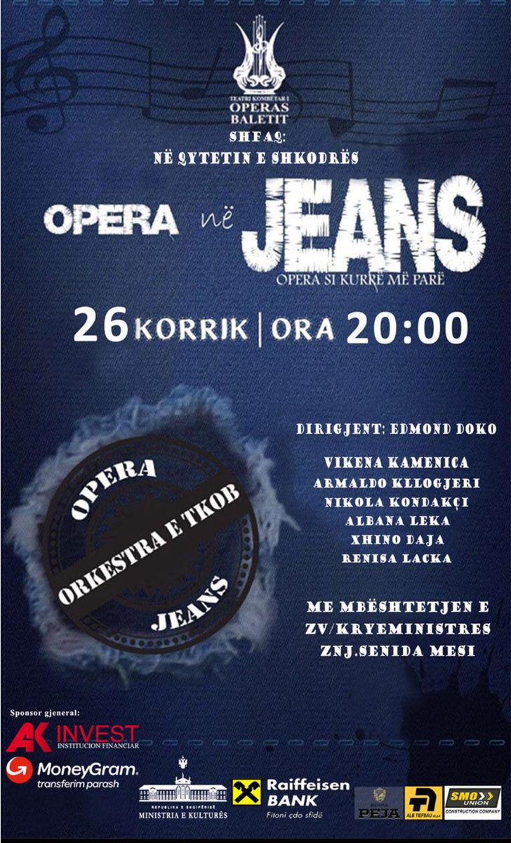 senidamesi's tweet image. "Opera në Jeans", #risia e #TKOB me një #opera si kurrë më parë në skenë të hapur, 👉 vijon me shfaqjen e saj në SHK❤DËR këtë të enjte, datë 26 Korrik, ora 20:00 në hyrje të pedonales së qytetit👌.

#OPERA #SUMMER #TOUR 
#Opera #Jeans #Shkodër 
#EjaNëShkodër 💃💫🎼🎻🎺